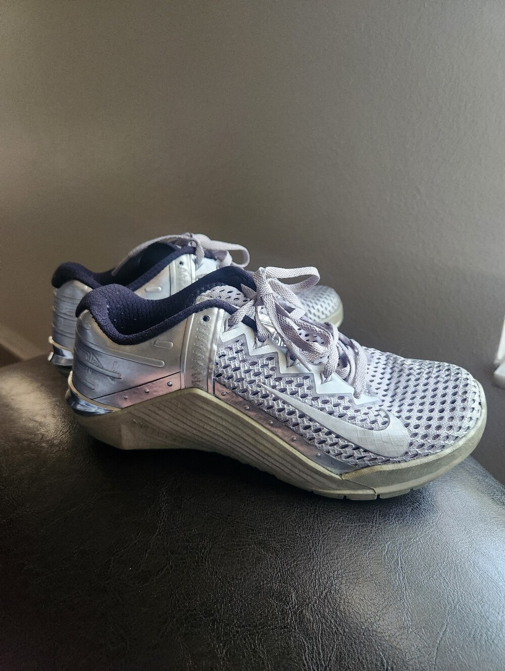 Nike Metcon 6 Premium Metallic Silver Men's Sz 5 DJ0766-001 CrossFit Training